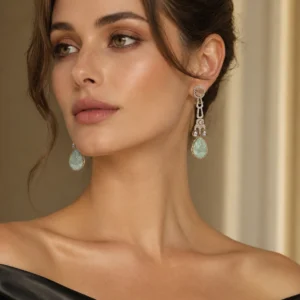 Mint Green Teardrop Designer Earrings(E-4)