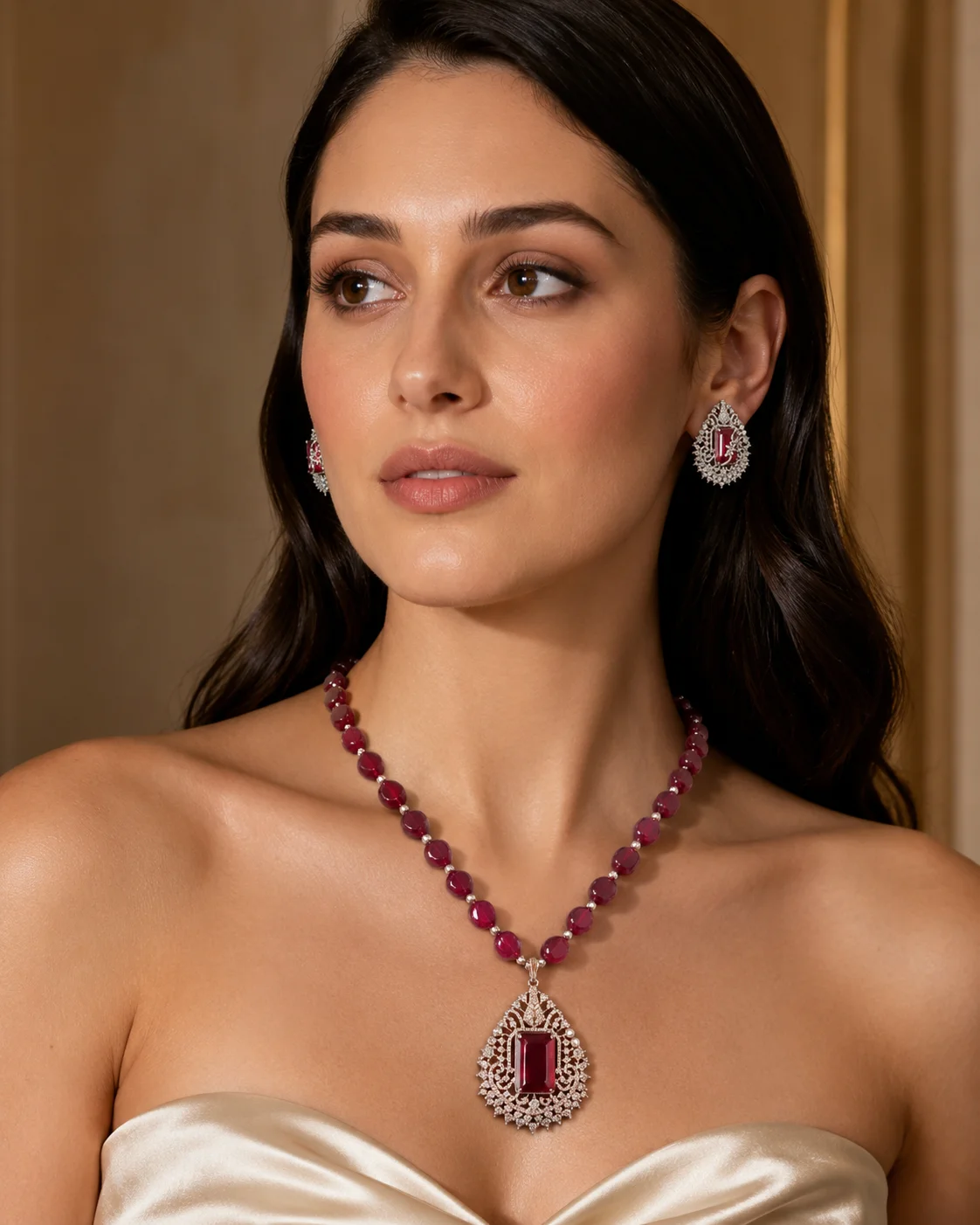 Ruby Royale Pendant Set